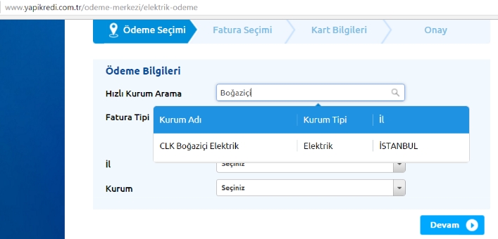 CLK Boğaziçi bedaş elektrik fatura ödeme