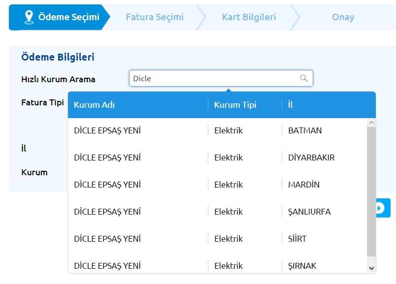 Dicle Epsaş Fatura ödme