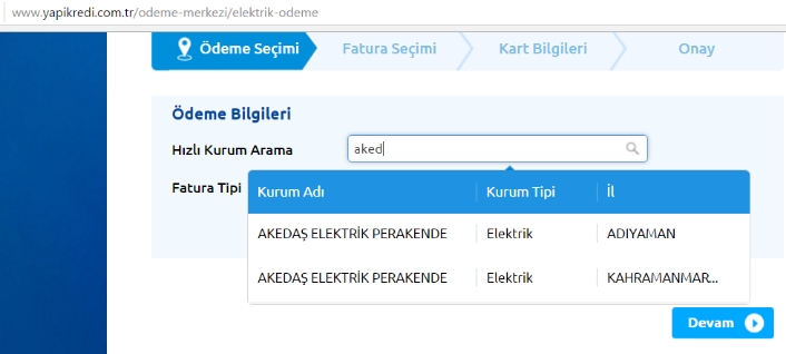 akedaş elektrik faturası ödeme