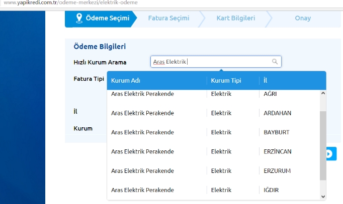 aras edaş elektrik fatura ödeme