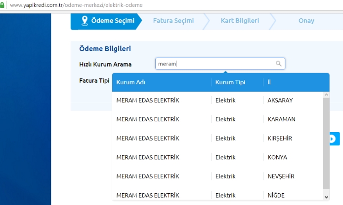 meram elektrik online fatura ödeme