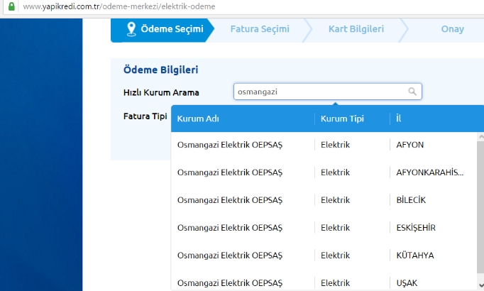oepsaş online fatura ödeme